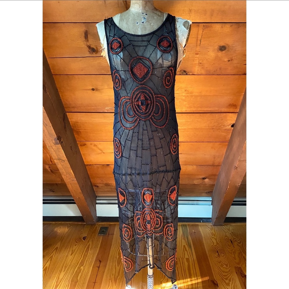 1920s style beaded deco flapper dress